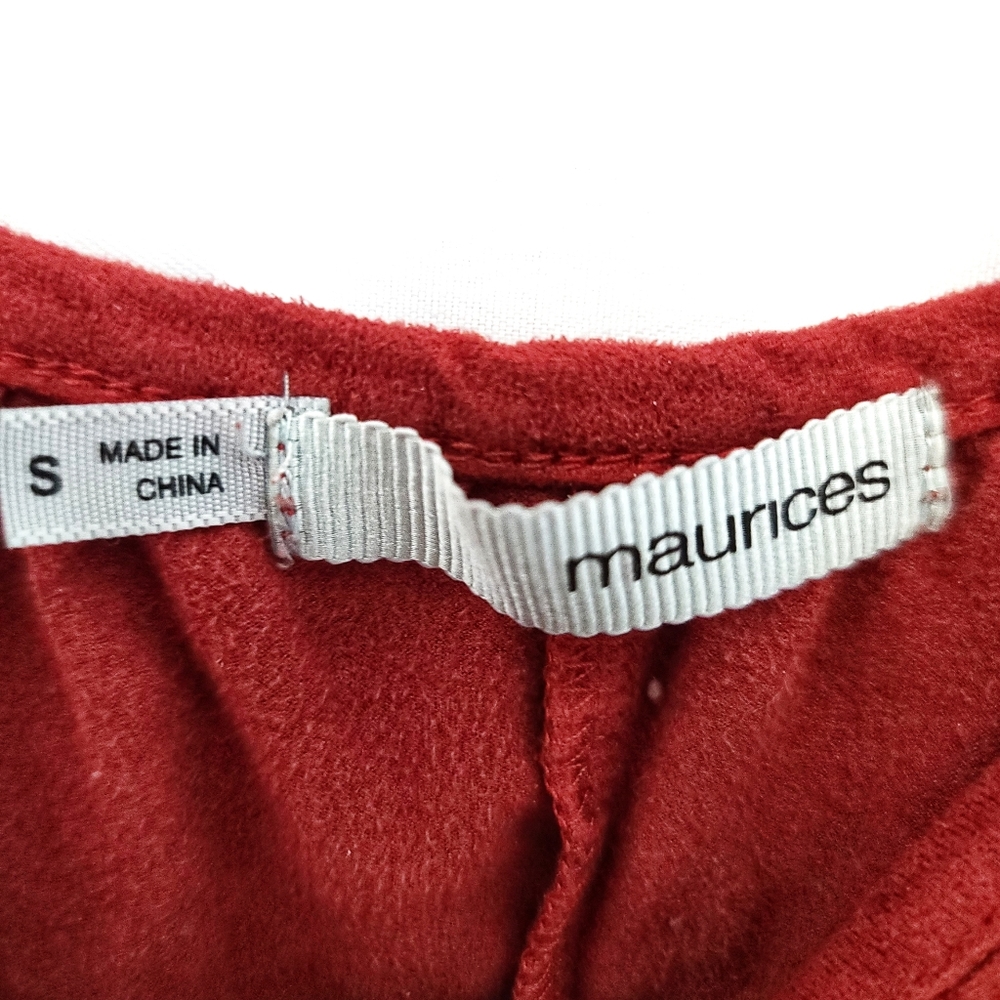 Cold shoulder ruffle red Orange blouse small-E - Picture 2 of 4